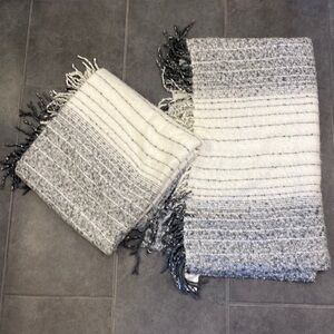 Set of 2 Throws Gray Ivory